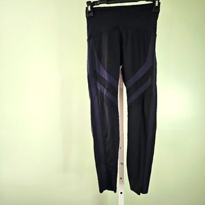 Zyia Active 7/8‎ Legging Black & Purple Mesh Pants Athletic Workout Size 2